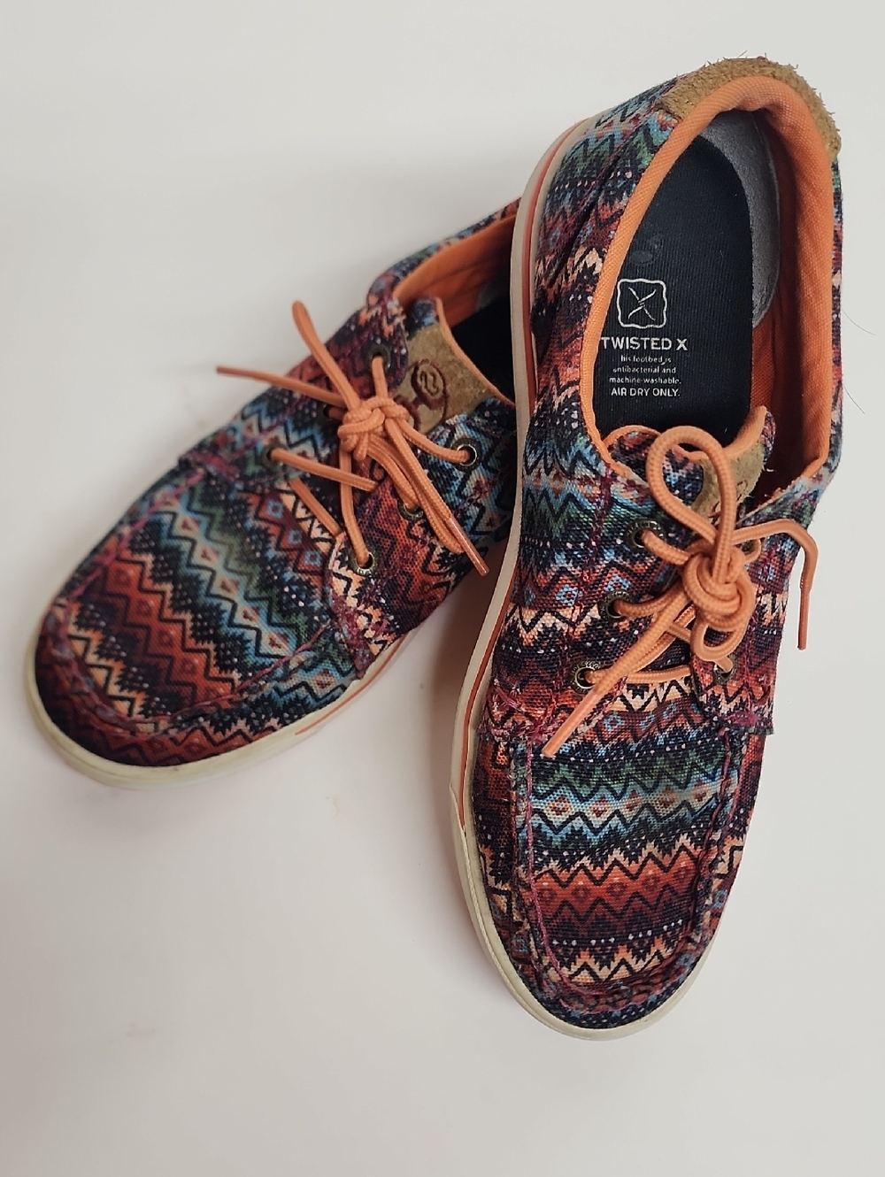 Twisted X Hooey Aztec-Pattern Canvas Sneakers - Orange/Blue Size 8.5M - Picture 13 of 13